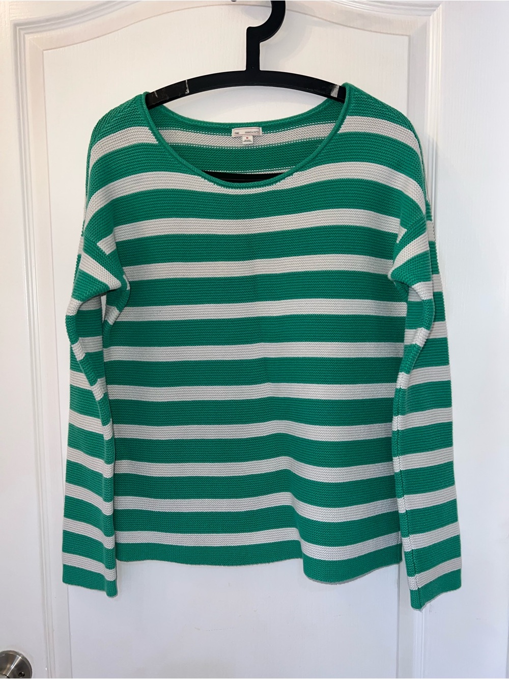 Gap Striped Green and White Sweater